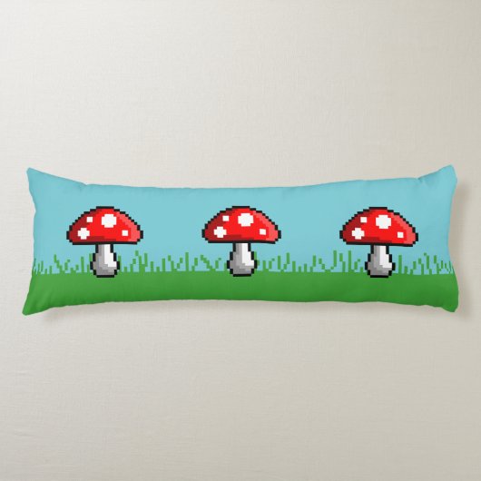 Pixel Mushroom Meadow Body Pillow Lichaamskussen (Voorkant)