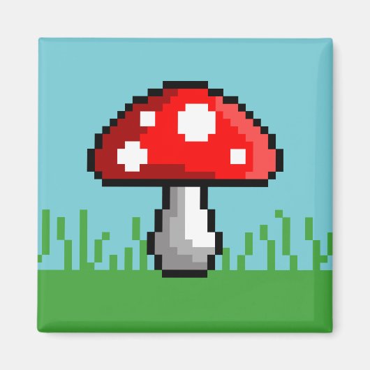 Pixel Mushroom Meadow Magnet Magneet (Voorkant)