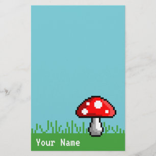 Pixel Mushroom Meadow Stationery Briefpapier