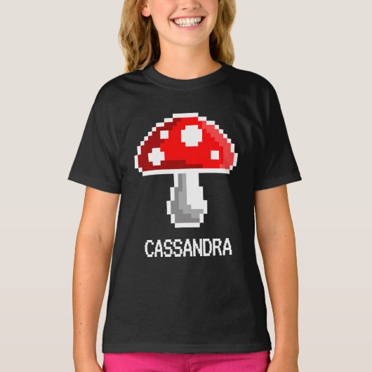 Pixel Mushroom Naam T-shirt (kind) (Voorkant)