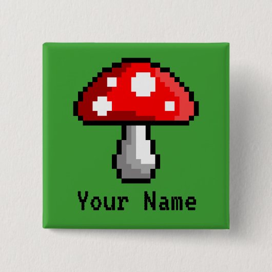 Pixel Mushroom Name Button (Voorkant)
