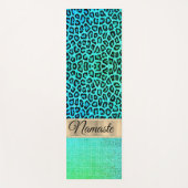 Pixel Neon Green Leopard gepersonaliseerd Yogamat (Voorkant)
