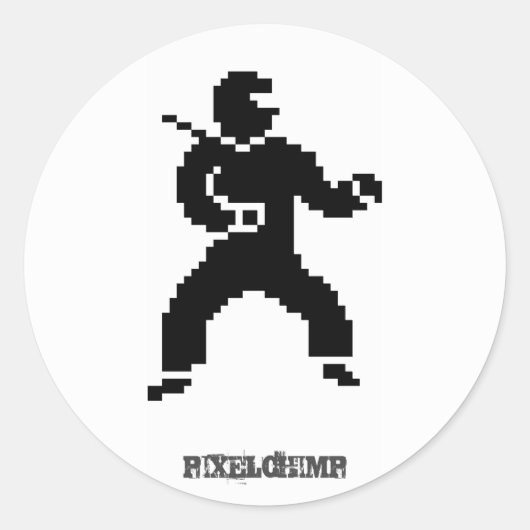 Pixel Ninja-kant Ronde Sticker (Voorkant)
