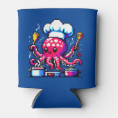 Pixel Octopus Chef Grappig Koken & Vis en zeevruch Blikjeskoeler (Voorkant)