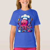 Pixel Octopus Chef Grappig Koken & Vis en zeevruch T-shirt (Voorkant)