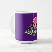 Pixel Octopus Schaak Retro Strategie Bord Game Art Koffiemok (Voorkant links)