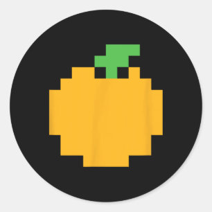 Pixel Oranje 80s Videospel Halloween Easy GroepsC Ronde Sticker
