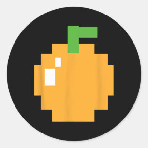 Pixel Oranje jaren 80 Retro Arcade Video Game Hall Ronde Sticker
