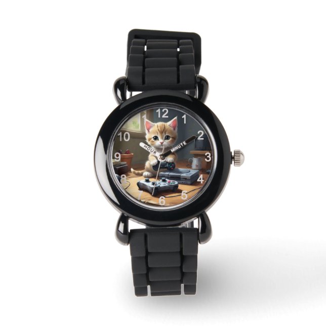 Pixel Paws: het gamer kitten in actie Horloge (Voorkant)