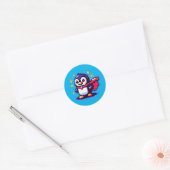 Pixel Penguin Hero: Retro Avontuur Ronde Sticker (Envelop)