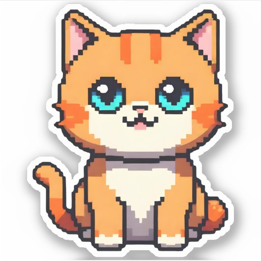 Pixel Perfect Kat Sticker (Voorkant)