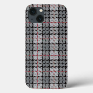 Pixel Plaid in Grijs met Rode Streep iPhone 13 Hoesje