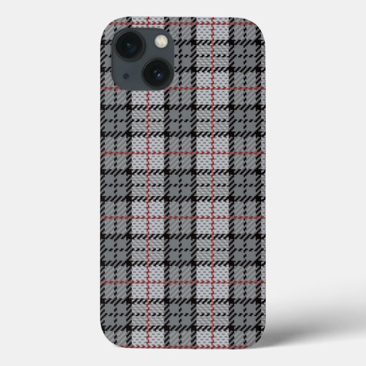 Pixel Plaid in Grijs met Rode Streep Case-Mate iPhone Case (Achterkant)