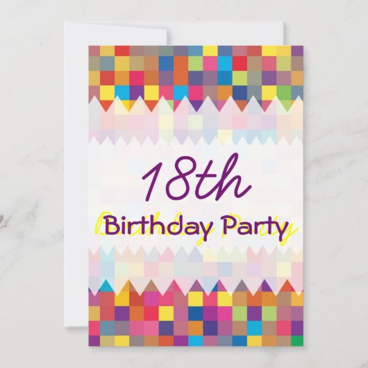 Pixel Rainbow Square Pattern Birthday Kaart (Voorkant)