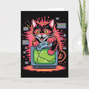 Pixel Razernij Kat Retro Gamer Storing In 8-bit St Kaart