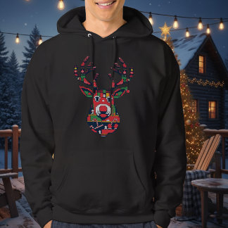 Pixel Reindeer Ugly Sweater Christmas Hoodie