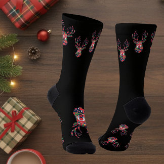 Pixel Reindeer Ugly Sweater Christmas Socks Sokken