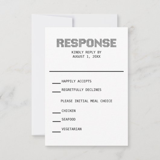Pixel 'Réponse' carte RSVP de mariage (Devant)