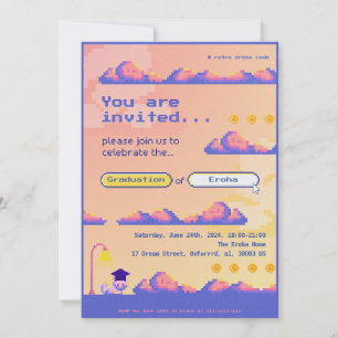 Pixel, Retro, Schattige Afstuderen / Activiteit Bedankkaart