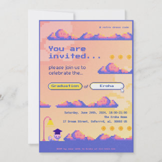 Pixel, Retro, Schattige Afstuderen / Activiteit Bedankkaart