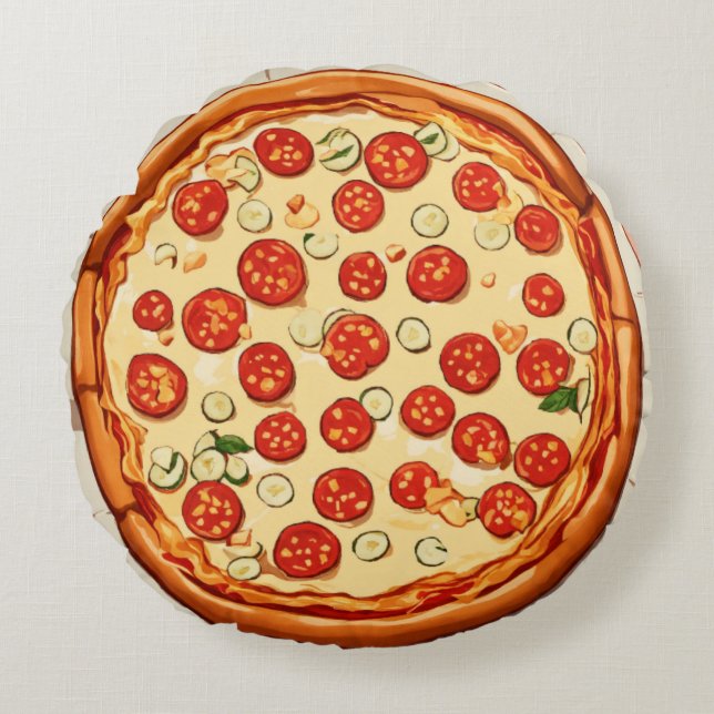 Pixel’s Pizza Pop Rond Kussen (Voorkant)