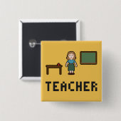 Pixel School Teacher Button (Voorkant /achterkant)