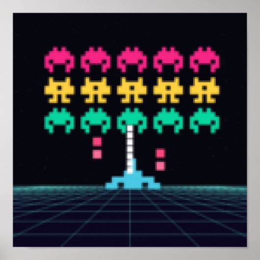 Pixel Space Shooter - Rétro Art Mural d'Arcade (Devant)