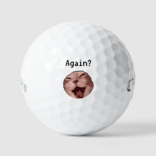 Pixel-stijl gepersonaliseerde grappige kat meme go golfballen