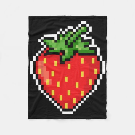 Pixel Strawberry 80s Videospel Halloween  Fleece Deken (Voorkant)