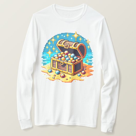 Pixel Treasure Chest - Retro Gaming Loot Design T-shirt (Design voorkant)