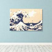 Pixel Tsunami 8 Bit Pixel Art Canvas Afdruk (Insitu (Houten vloer))