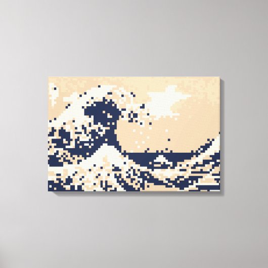 Pixel Tsunami 8 Bit Pixel Art Canvas Afdruk (Voorkant)