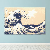 Pixel Tsunami 8 Bit Pixel Art Canvas Afdruk (Insitu (Houten vloer))