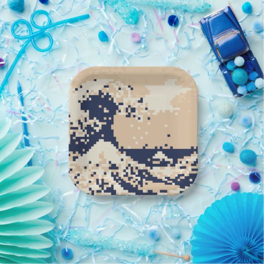 Pixel Tsunami 8 Bit Pixel Art Papieren Bordje (Feest)