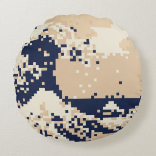 Pixel Tsunami 8 Bit Pixel Art Rond Kussen