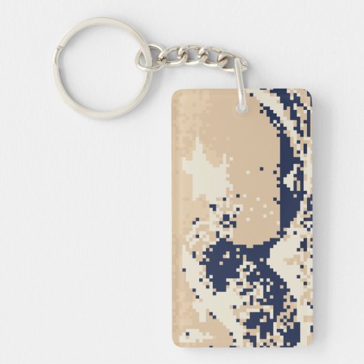 Pixel Tsunami 8 Bit Pixel Art Sleutelhanger (Voorkant)