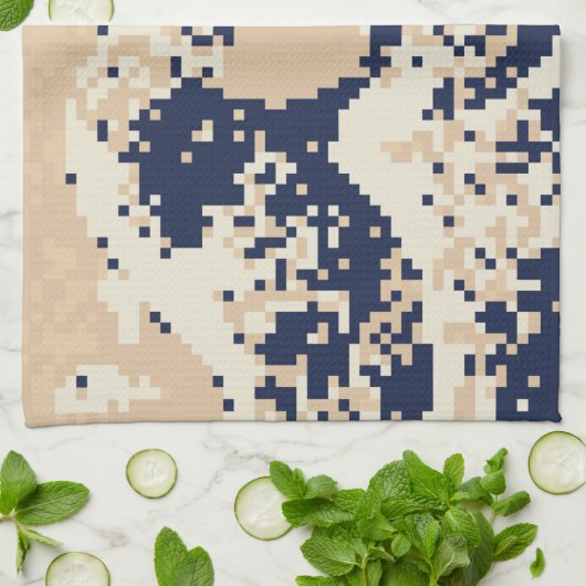 Pixel Tsunami 8 Bit Pixel Art Theedoek (Gevouwen)