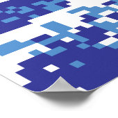 Pixel Tsunami Blauw 8 Bit Pixelkunst Poster (Hoek)