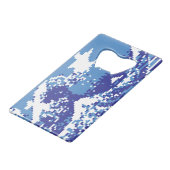 Pixel Tsunami Blue met 8 bits Pixel Art Kredietkaart Flessenopener (Voorkant Gekanteld)