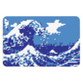 Pixel Tsunami Blue met 8 bits Pixel Art Magneet (Horizontaal)