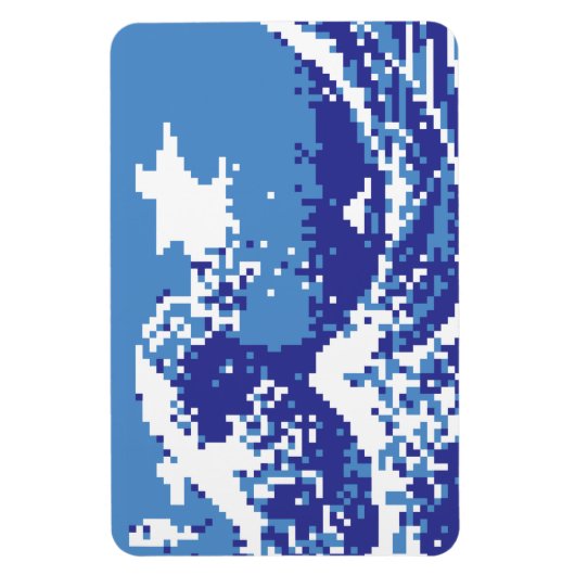 Pixel Tsunami Blue met 8 bits Pixel Art Magneet (Verticaal)