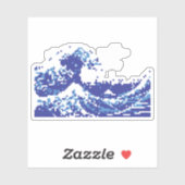 Pixel Tsunami Blue met 8 bits Pixel Art Sticker (Vel)