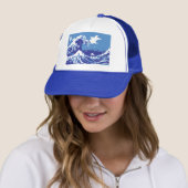 Pixel Tsunami Blue met 8 bits Pixel Art Trucker Pet (In situ)