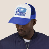Pixel Tsunami Blue met 8 bits Pixel Art Trucker Pet (In situ)