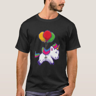 Pixel Unicorn op ballonnen T-shirt