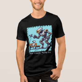 Pixel Vrienden: Mecha Dog (Man Tshirt)(FunnyTshirt Tri-Blend Shirt