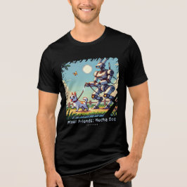 Pixel Vrienden: Mecha Dog (Man Tshirt)(FunnyTshirt Tri-Blend Shirt