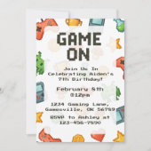 Pixel Watercolor Jeu Anniversaire Invitation (Devant)