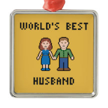 Pixel World's Best Husband Ornament
