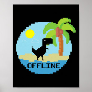 Pixelachtige Dinosaurus Vakantie Tech Enthousiaste Poster